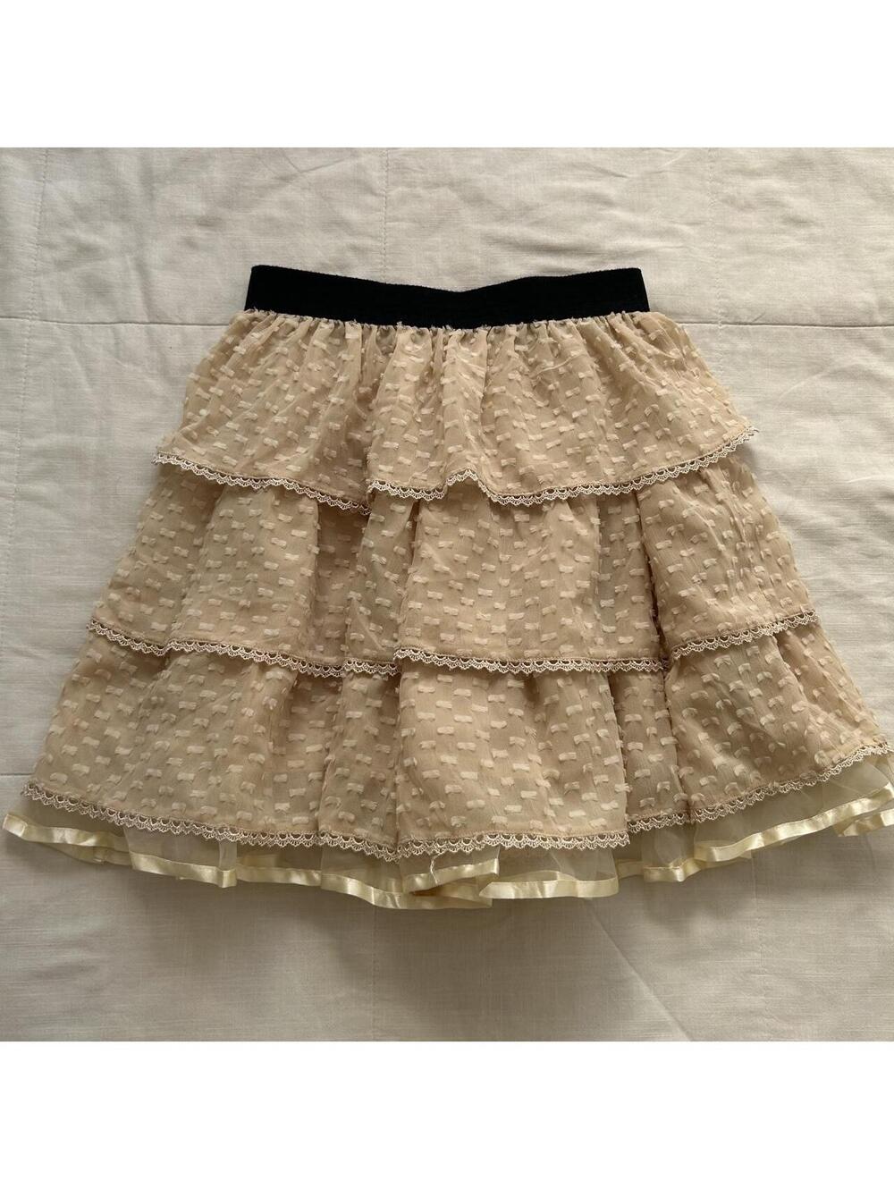 Axes Femme Cream Tiered Ruffle Mini Skirt Lace Himekaji Coquette M Japan